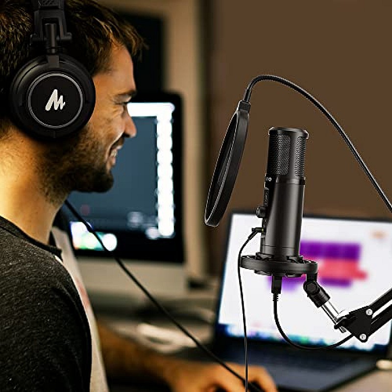 MAONO AU-PM420 USB Podcast Condenser Microphone, Computer Mic with Professional Sound Chipset for Gaming, Streaming