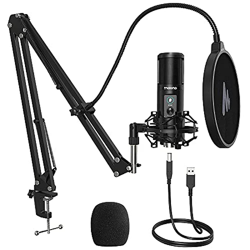 MAONO AU-PM420 USB Podcast Condenser Microphone, Computer Mic with Professional Sound Chipset for Gaming, Streaming