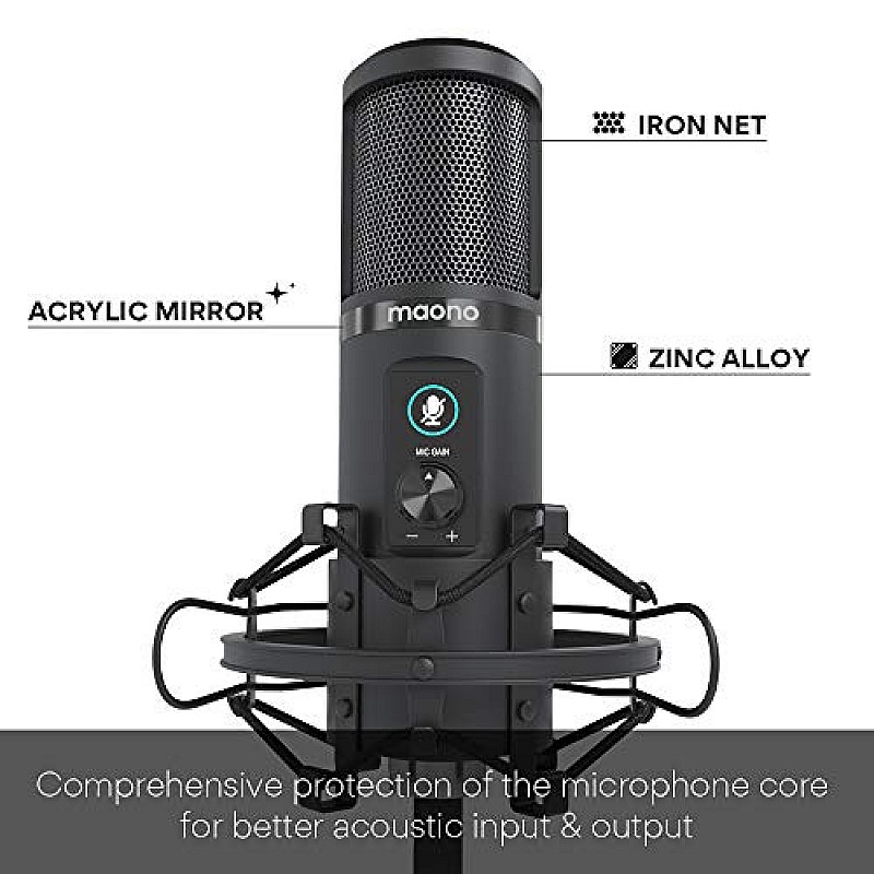 MAONO AU-PM420 USB Podcast Condenser Microphone, Computer Mic with Professional Sound Chipset for Gaming, Streaming