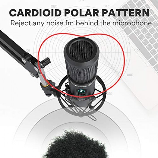 MAONO AU-PM420 USB Podcast Condenser Microphone, Computer Mic with Professional Sound Chipset for Gaming, Streaming