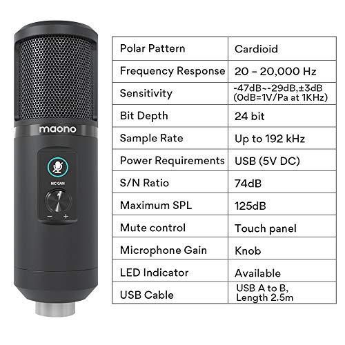 MAONO AU-PM420 USB Podcast Condenser Microphone, Computer Mic with Professional Sound Chipset for Gaming, Streaming MAONO AU-PM420 USB Podcast Condenser Microphone, Computer Mic with Professional Sound Chipset for Gaming, Streaming