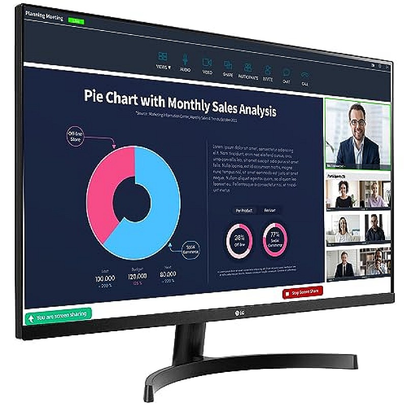 LG 32Qn600 32 Inches Qhd 2K LCD 2560 X 1440 Pixels IPS Display 3 Side Borderless HDR Monitor Black