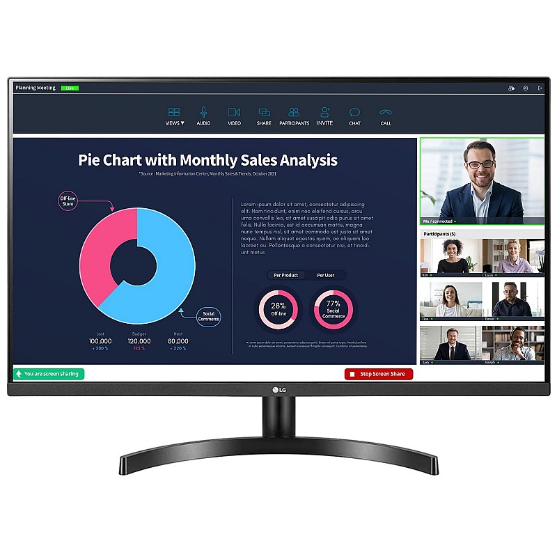 LG 32Qn600 32 Inches Qhd 2K LCD 2560 X 1440 Pixels IPS Display 3 Side Borderless HDR Monitor Black