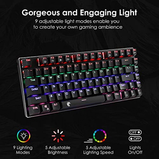 HUO JI 60% Mechanical Gaming Keyboard, E-Yooso Z-88 With Brown Switches, Rainbow Led Backlit