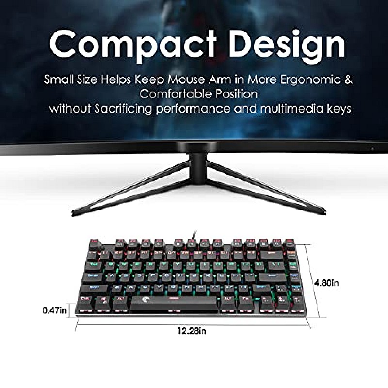 HUO JI 60% Mechanical Gaming Keyboard, E-Yooso Z-88 With Brown Switches, Rainbow Led Backlit