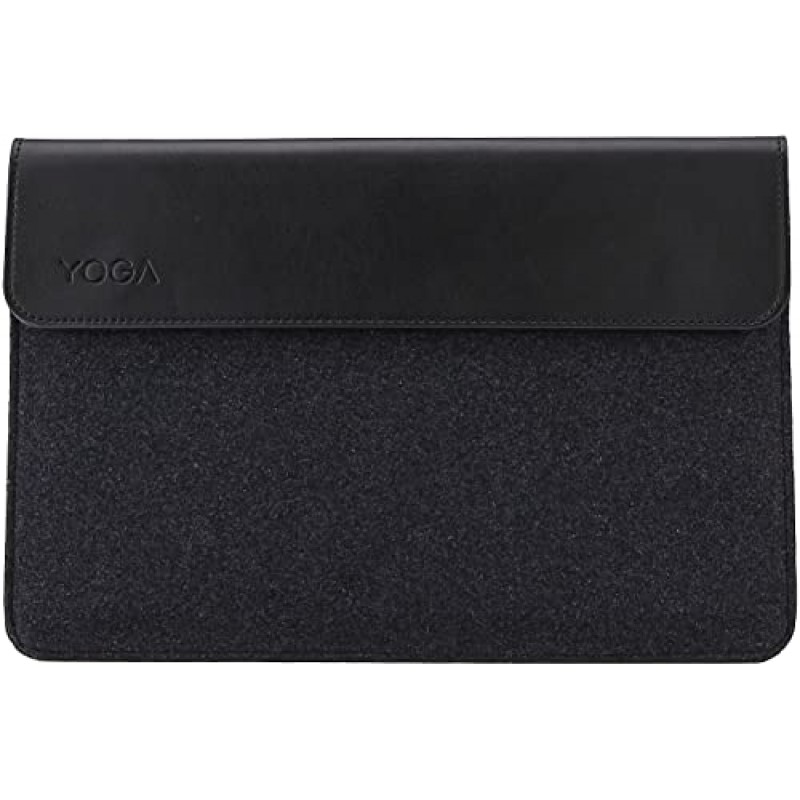 Lenovo Yoga Split Leather and Woollen Felt Sleeve with Magnetic Closure for Laptops - Black