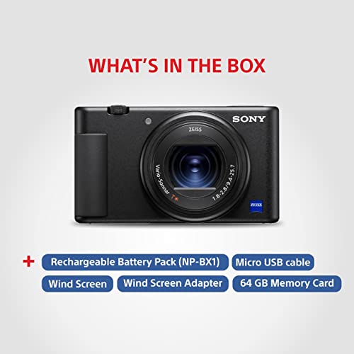Sony Digital Camera ZV 1 for Content Creators (Compact, Video Eye AF, Flip Screen, in-Built Microphone, Bluetooth Shooting Grip, 4K Vlogging Camera for Content Creation) - Black Sony Digital Camera ZV 1 for Content Creators (Compact, Video Eye AF, Flip Screen, in-Built Microphone, Bluetooth Shooting Grip, 4K Vlogging Camera for Content Creation) - Black