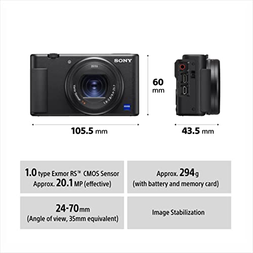 Sony Digital Camera ZV 1 for Content Creators (Compact, Video Eye AF, Flip Screen, in-Built Microphone, Bluetooth Shooting Grip, 4K Vlogging Camera for Content Creation) - Black Sony Digital Camera ZV 1 for Content Creators (Compact, Video Eye AF, Flip Screen, in-Built Microphone, Bluetooth Shooting Grip, 4K Vlogging Camera for Content Creation) - Black