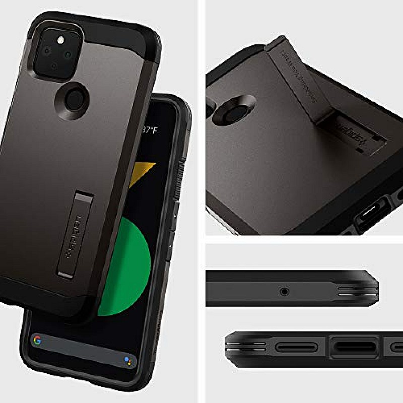 Spigen TPU, PC Tough Armor Back Cover Case Compatible for Google Pixel 5 (Gunmetal)