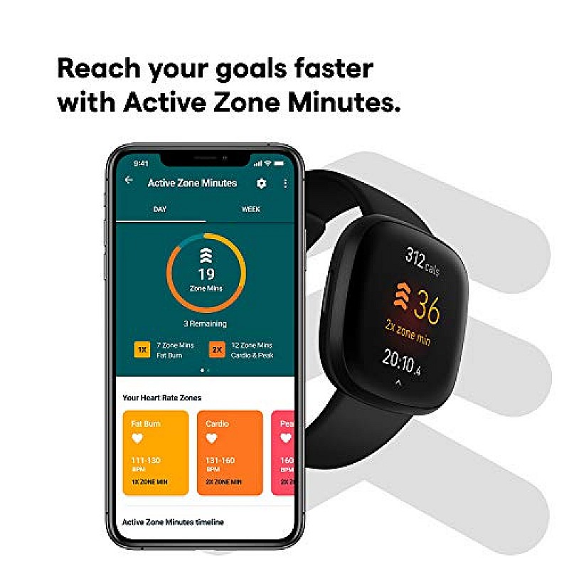 Fitbit Versa 3 Health & Fitness Smartwatch with GPS, 24/7 Heart Rate, Alexa Built-in