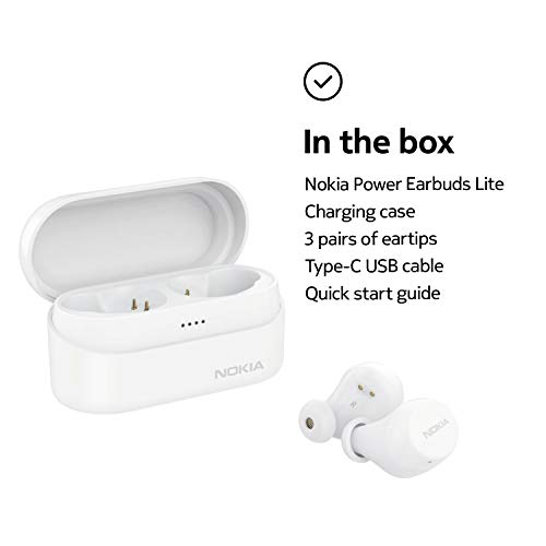 Nokia Power Lite with Up to 35 Hours of Play Time, Waterproofing, 5.0 Bluetooth Truly Wireless in Ear Earbuds with Mic Crystal-Clear Sound Nokia Power Lite with Up to 35 Hours of Play Time, Waterproofing, 5.0 Bluetooth Truly Wireless in Ear Earbuds with Mic Crystal-Clear Sound