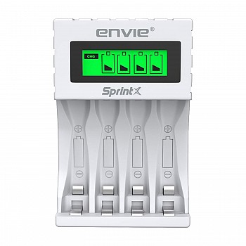 ENVIE® (ECR 11 MC) SprintX Ultra Fast Charger for Rechargeable Batteries AA & AAA Ni-mh, with LCD Display - (White)