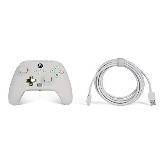 PowerA Enhanced Wired Gaming Controller for Xbox Series X/S, Xbox One, PC, Windows 10/11, White, Mist 
