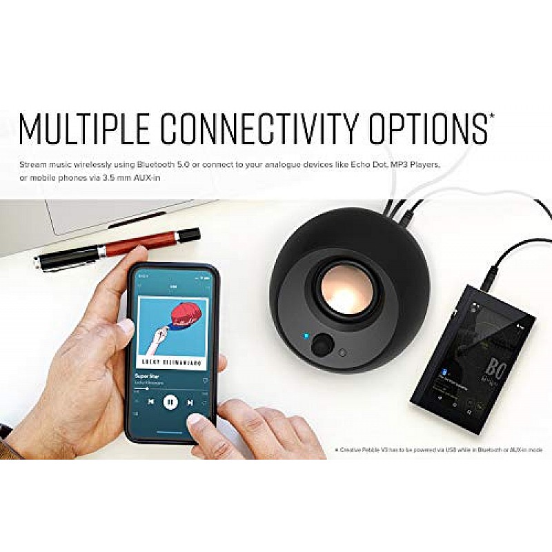 Creative Pebble V3 Minimalistic 2.0 USB-C Desktop Speakers with USB Audio, Clear Dialog Enhancement