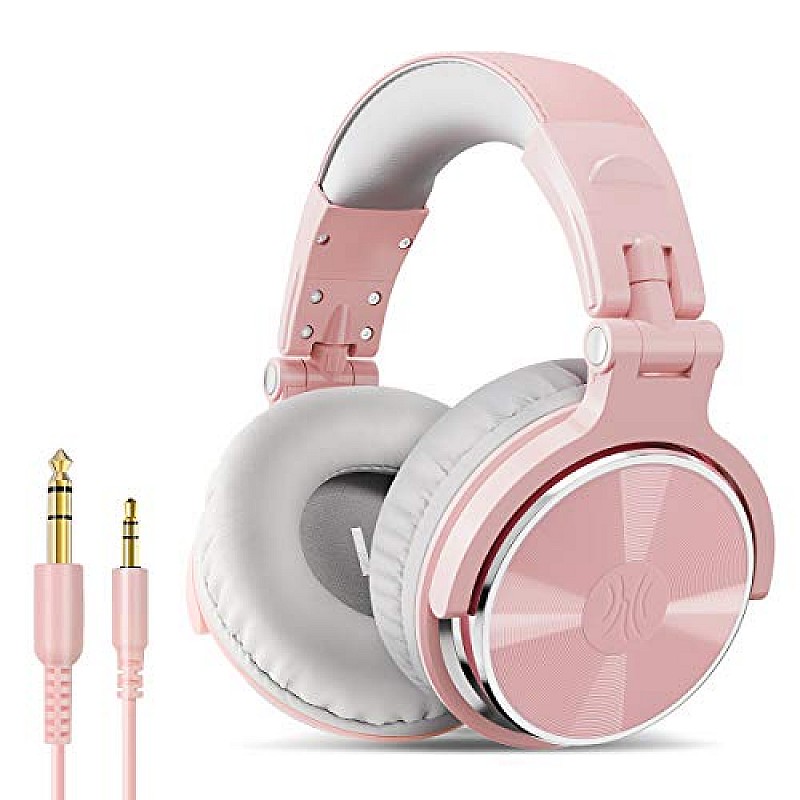 OneOdio Pro-10 Over Ear Headphone, Wired DJ Bass Headsets (Grey Pink)