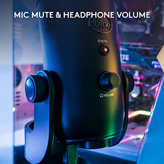 Blue Yeti USB Microphone for Recording, Streaming, Gaming, Podcasting on PC and Mac, Condenser Mic for Laptop and  Computer Plug and Play Blackout