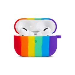 Airtree 3D Cute Soft Silicone Rechargeable Headphone Protective Silicone Cover Charging Case for Apple Airpods Pro (Rainbow)