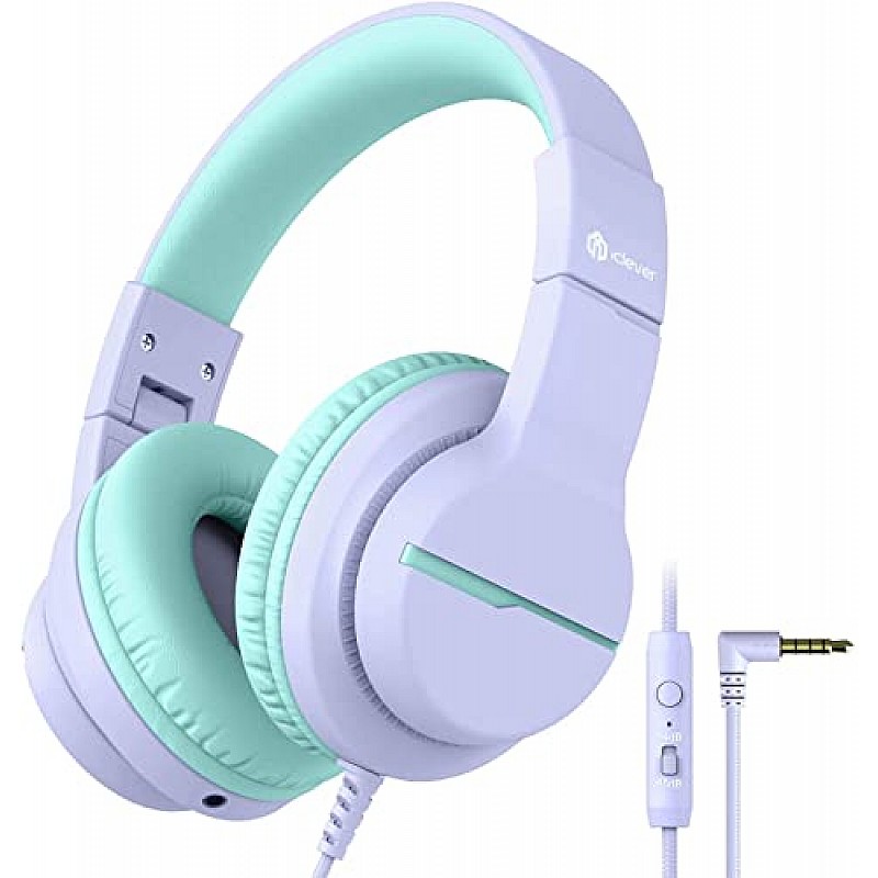 iClever HS19 Kids Headphones with Microphone, Over Ear HD Stereo Headphones for Kids