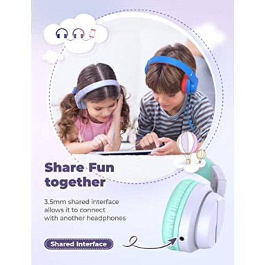 iClever HS19 Kids Headphones with Microphone, Over Ear HD Stereo Headphones for Kids