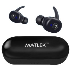 Matlek Bluetooth Earbuds High Bass in Ear Earphones 15 Hours Non Stop with Case Battery Headphones Low Latency for Gaming Earbuds - Black
