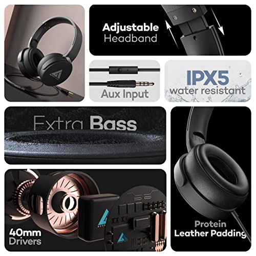 Boult Audio Bass Buds Q2 Lightweight Stereo Wired Over Ear Headphones Set with Mic with Deep Bass, Comfortable Ear Cushions, & Long Cord (Black) Boult Audio Bass Buds Q2 Lightweight Stereo Wired Over Ear Headphones Set with Mic with Deep Bass, Comfortable Ear Cushions, & Long Cord (Black)