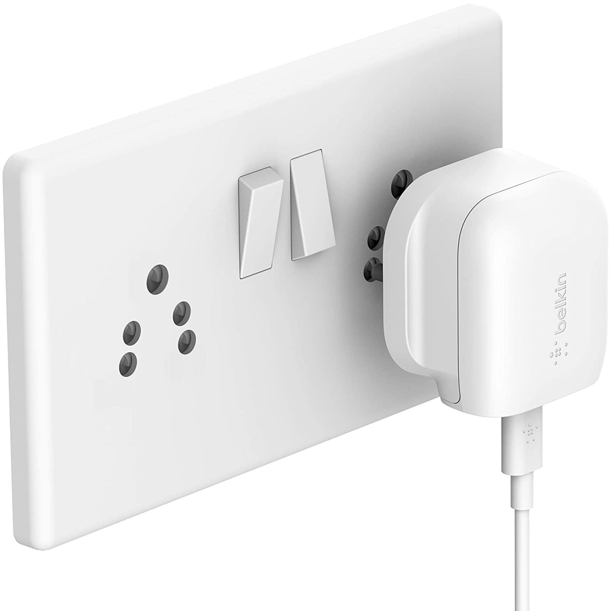 Belkin 18W USB-C (Type C) Charger Adapter for iPhone 15, 14, 12 Series- White