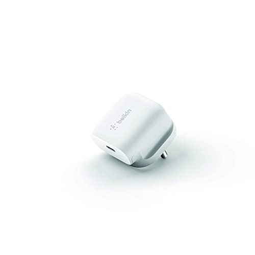 Belkin 18W USB-C (Type C) Charger Adapter for iPhone 15, 14, 12 Series- White