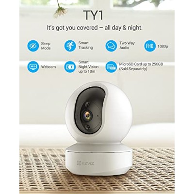 EZVIZ Security Camera Indoor Wi-Fi 2MP Motion Detection Smart Night Vision2-Way Audio Compatible with Alexa (TY1,White) EZVIZ Security Camera Indoor Wi-Fi 2MP Motion Detection Smart Night Vision2-Way Audio Compatible with Alexa (TY1,White)