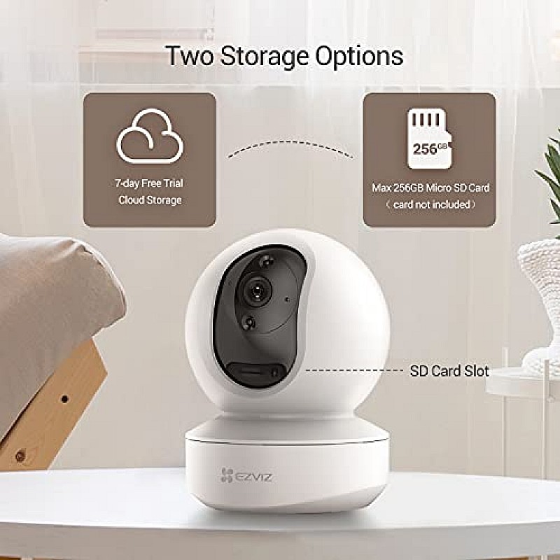 EZVIZ Security Camera Indoor Wi-Fi 2MP Motion Detection Smart Night Vision2-Way Audio Compatible with Alexa (TY1,White)