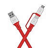 boAt Deuce USB 500 2-In-1 Micro USB + Type-C 6.5A Fast Charging Cable (Radiant Red)