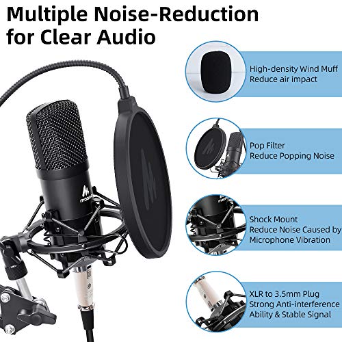 MAONO AU-PM320S Professional XLR Condenser Microphone Kit, Cardioid Vocal Studio Recording Mic for Streaming, Voice Over, Project, Home-Studio MAONO AU-PM320S Professional XLR Condenser Microphone Kit, Cardioid Vocal Studio Recording Mic for Streaming, Voice Over, Project, Home-Studio