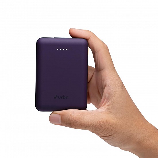 URBN 10000 mAh Li-Polymer Ultra Compact Power Bank 12W Fast Charge Dual USB Output Pocket Size (Purple)