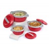 CELLO Stainless Steel Hot n Fresh Casserole Set with Inner Steel, Set of 3 (500ml, 1000ml, 1500ml), Red