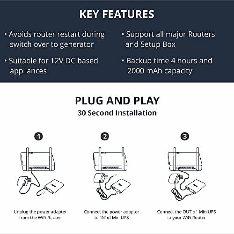 Oakter mini ups 12v wi-fi router Power Backup for Router