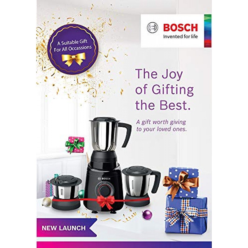 Bosch TrueMixx Black 500 Watt Joy Mixer Grinder, 3 Jars MGM2133BIN