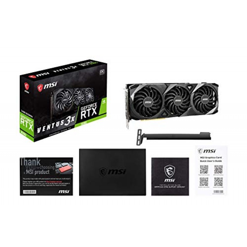 MSI GeForce RTX 3090 Ventus 3X 24G OC Gaming Graphics Card - Support Bracket Included, TORX Fan 3.0, 24GB 