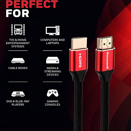 Honeywell HDMI Cable 2.1 with Ethernet, 8k@60Hz, 4k@120Hz UHD Resolution, 2 Mtr(6.6ft)- Honeywell HDMI Cable 2.1 with Ethernet, 8k@60Hz, 4k@120Hz UHD Resolution, 2 Mtr(6.6ft)-