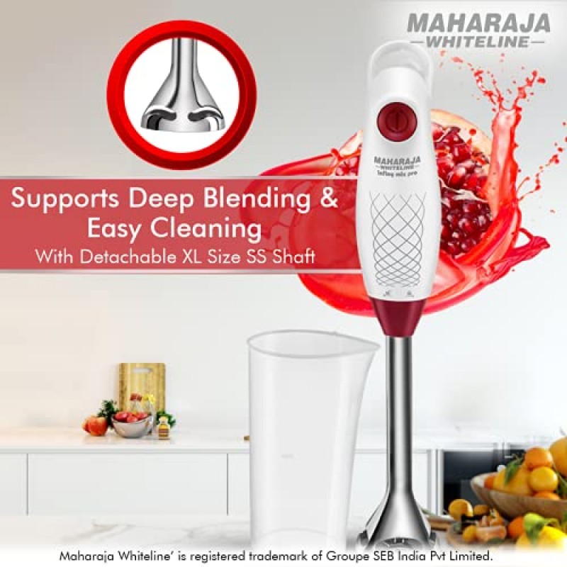 Maharaja Whiteline HB-124 Hand Blender, 175W (White, 1 Jar)