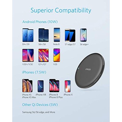 Anker Wireless Charger PowerWave 7.5 Pad with Internal Cooling Fan with Quick Charge Adapter Anker Wireless Charger PowerWave 7.5 Pad with Internal Cooling Fan with Quick Charge Adapter