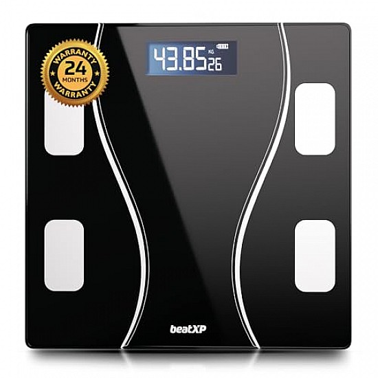 beatXP Black Art Weighing Machine with Backlit LCD Panel  Weight Machine for Body Weight