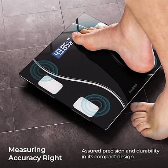 beatXP Black Art Weighing Machine with Backlit LCD Panel  Weight Machine for Body Weight