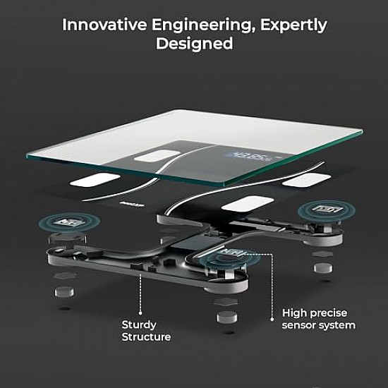 beatXP Black Art Weighing Machine with Backlit LCD Panel  Weight Machine for Body Weight