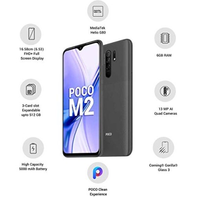 MI Poco M2 (Pitch Black, 6GB RAM, 128GB Storage) Refurbished