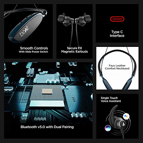 boAt Rockerz 385V2 Bluetooth in Ear Neckband with Qualcomm Aptx & CVC, Upto 40 Hours Battery, (Active Black) boAt Rockerz 385V2 Bluetooth in Ear Neckband with Qualcomm Aptx & CVC, Upto 40 Hours Battery, (Active Black)