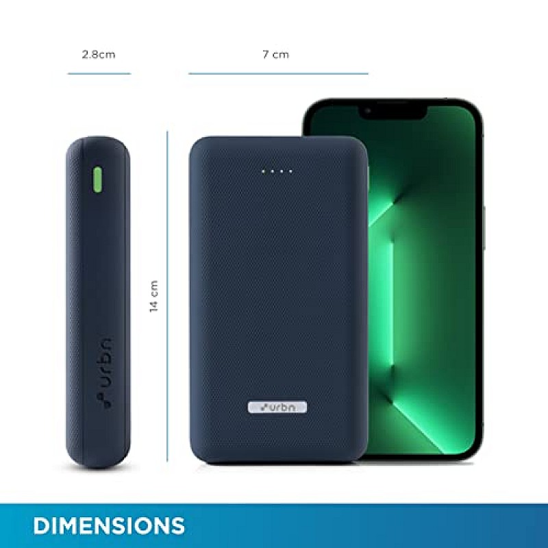 URBN 20000 mAh Lithium Polymer 22.5W Super Fast Charging Ultra Compact Power Bank with Quick Charge Power Delivery (Blue)