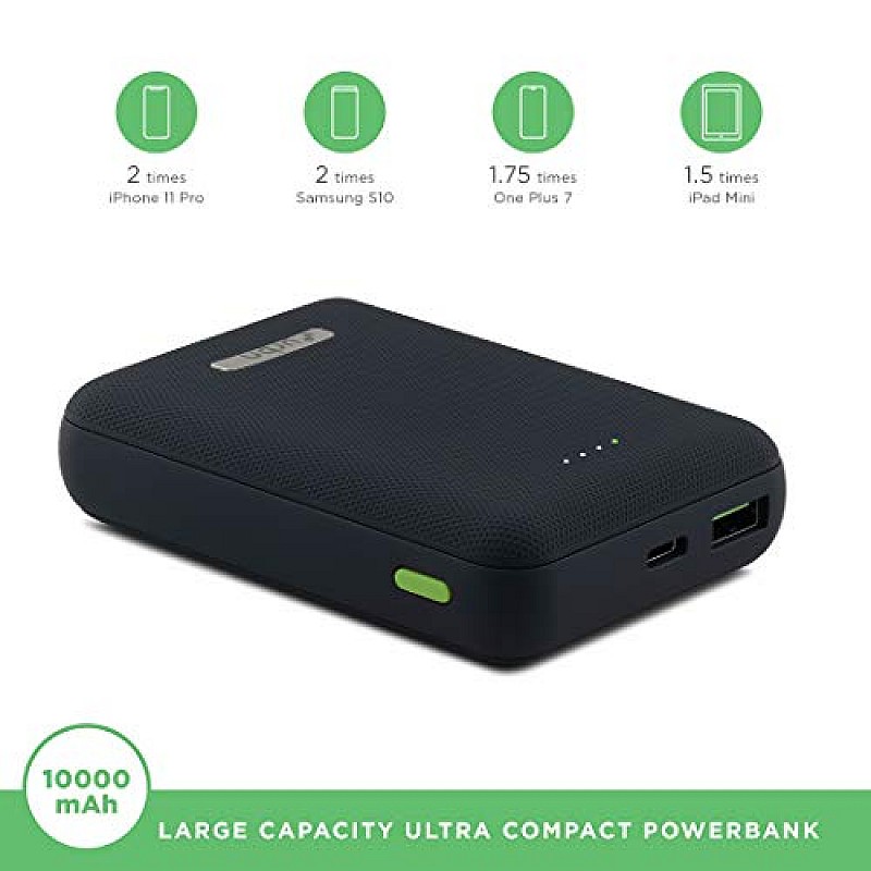 URBN 10000 mAh Lithium Polymer Power Bank with 22.5 Watt Super Fast Charging, Blue