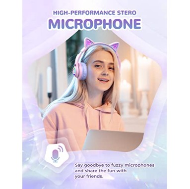iClever BTH13 Bluetooth Kids Headphones with Mic, Over Ear Headphone Purple iClever BTH13 Bluetooth Kids Headphones with Mic, Over Ear Headphone Purple