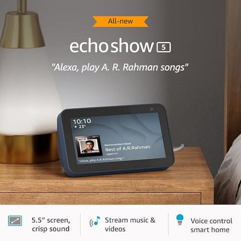 Amazon Echo Show 5 (2nd Gen) - Smart speaker with 5.5" screen, crisp sound and Alexa (Black)