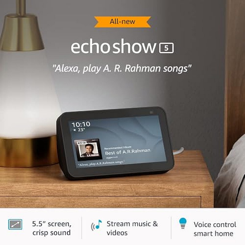 Amazon Echo Show 5 (2nd Gen) - Smart speaker with 5.5" screen, crisp sound and Alexa (Black)