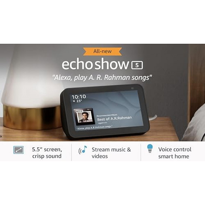 Amazon Echo Show 5 (2nd Gen) - Smart speaker with 5.5" screen, crisp sound and Alexa (Black)